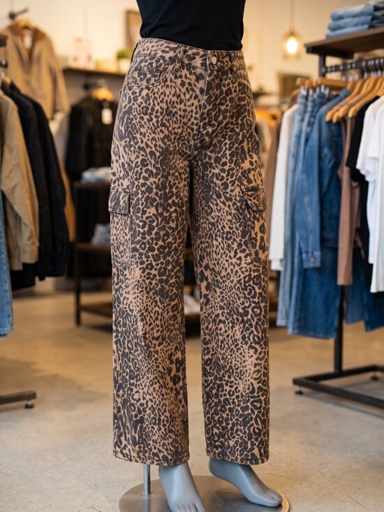 VIP Pants - VIP Wide Leg Animal Print Pants in Brown & Black Size Medium NWT